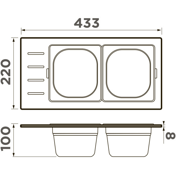 Контейнер Omoikiri DC-02-2-GB 433х220х6 графит (4999076) Контейнер Omoikiri DC-02-2-GB 433х220х6 графит (4999076)