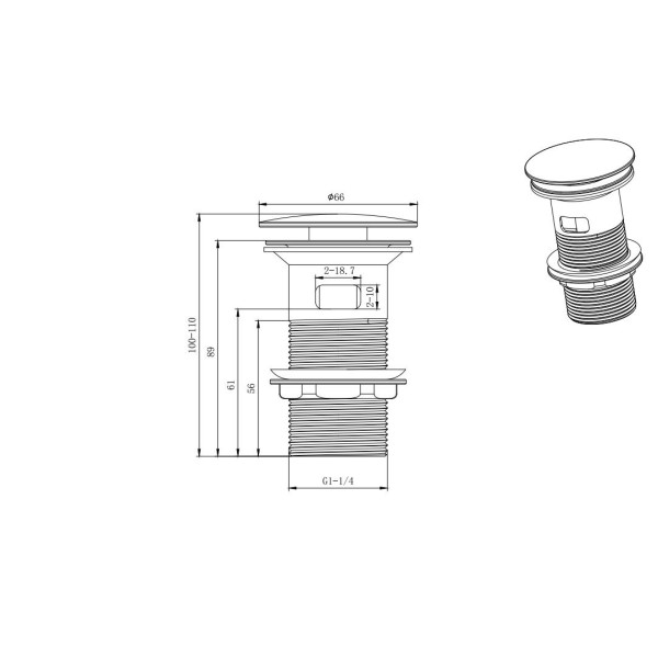 Донный клапан Aquatek оружейная сталь (AQ6001BGM)