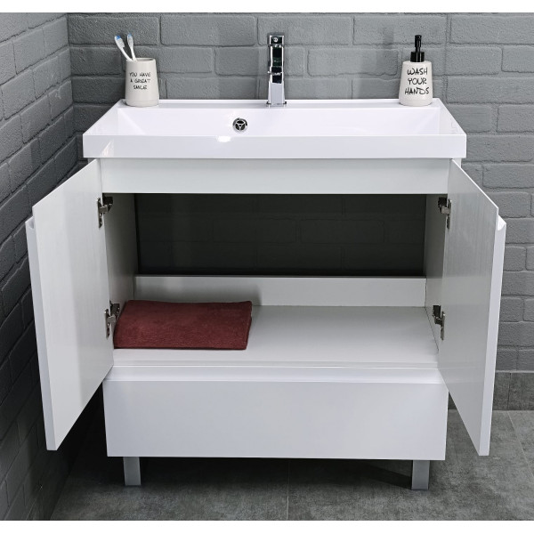 Тумба напольная Bazis 80 Graffo белый глянец Н1 Домино (DGr2402T)