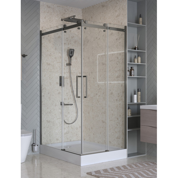 Душевой уголок BelBagno Marino 120x90x195 стекло прозрачное, профиль оружейная сталь матовая (MARINO-2-AH-2-120/90-C-GM)