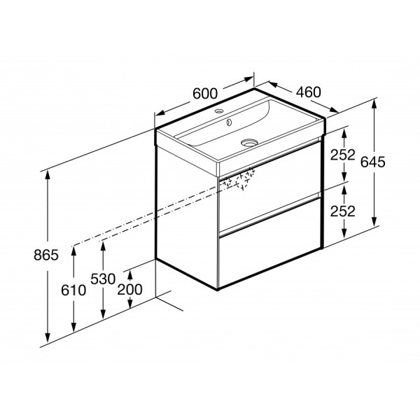 Тумба подвесная Roca Ona 585x450x565 темный вяз (A857613511)