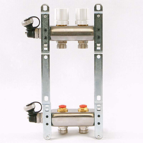 Коллекторная группа Uni-Fitt 2 отвода 1"х3/4" с балансировочными и термостатическими вентилями нерж. сталь