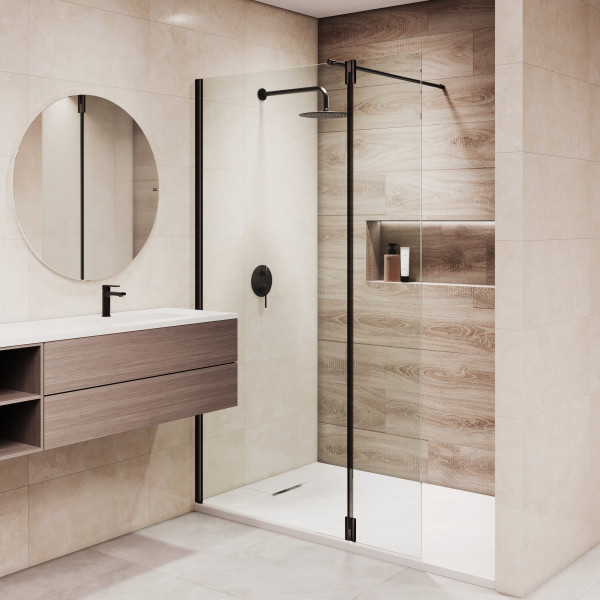 Душевая перегородка RGW WA-051B (WA-010B + Z-071B) 1200 стекло прозрачное, профиль черный (351005123-14)