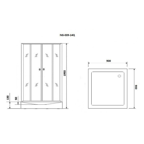 Душевой уголок Niagara 900*900*1950 стекло тонированное, профиль черный (NG-009-14QT)