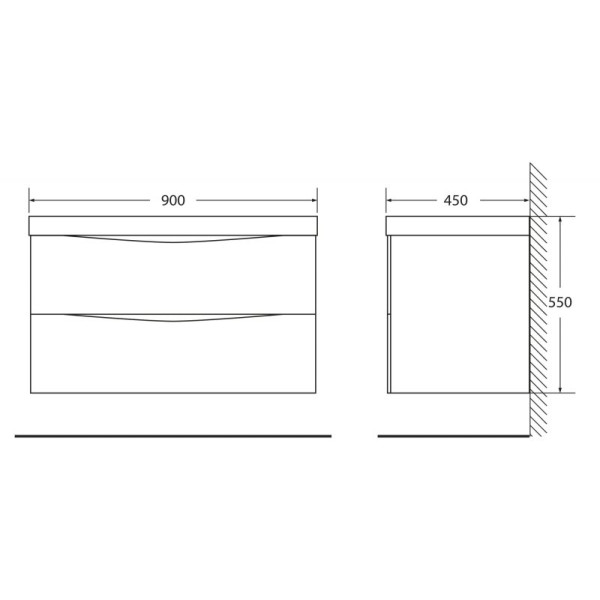 Тумба подвесная BelBagno Marino-CER 90 Nero Lucido (MARINO-CER-900-2C-SO-NL-P)