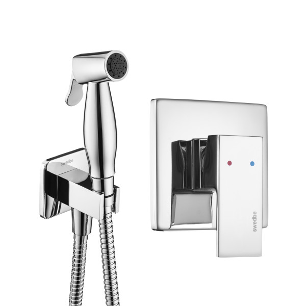 Смеситель с гигиеническим душем встраиваемый Swedbe Platta хром (5526)
