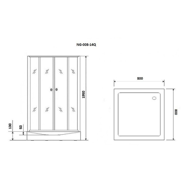 Душевой уголок Niagara 800*800*1950 стекло матовое, профиль хром (NG-008-14Q)