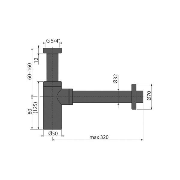 Сифон для раковины Alcaplast DN32 Design круглый черный матовый (A400BLACK)