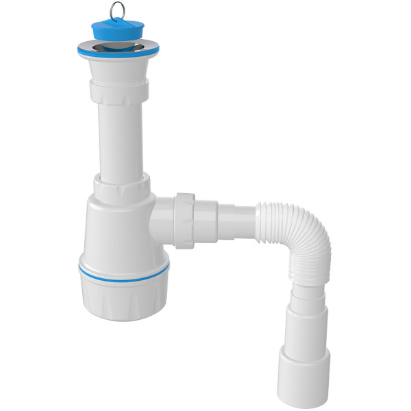 Сифон 40 мм бутылочный Nova 1 1/2"х70 мм с гибкой трубой 1 1/2"х40/50 (1060)