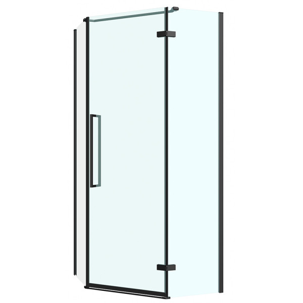 Душевой уголок ABBER Ewiges Wasser 80*80 стекло прозрачное, профиль черный (AG05080B)