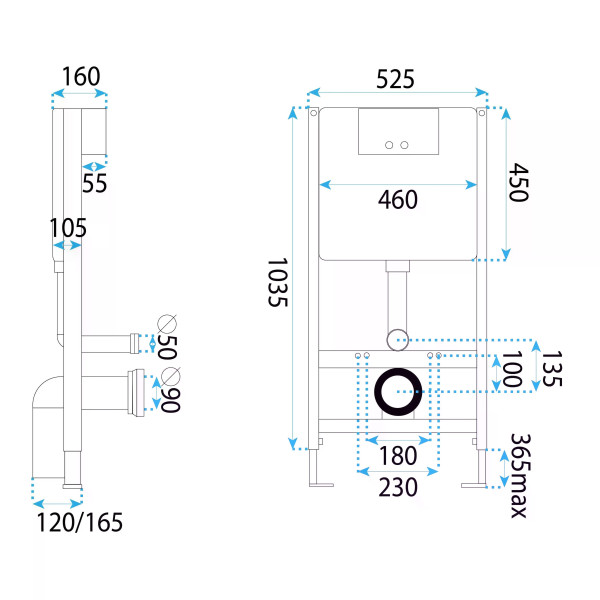 Инсталляция для подвесного унитаза Rea с клавишей Copper Mat (KPL-E0053)
