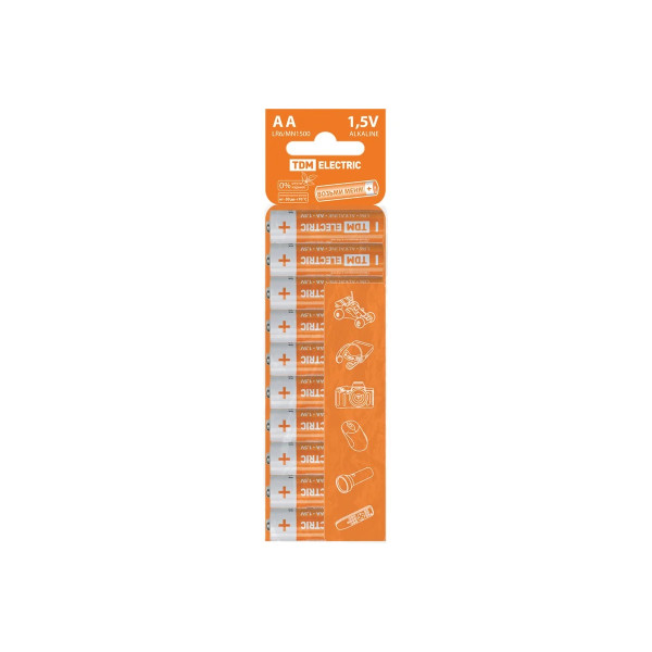 Элемент питания TDM LR6 AA Alkaline 1,5V SC-10 (10 шт) (SQ1702-0058) Элемент питания TDM LR6 AA Alkaline 1,5V SC-10 (10 шт) (SQ1702-0058)