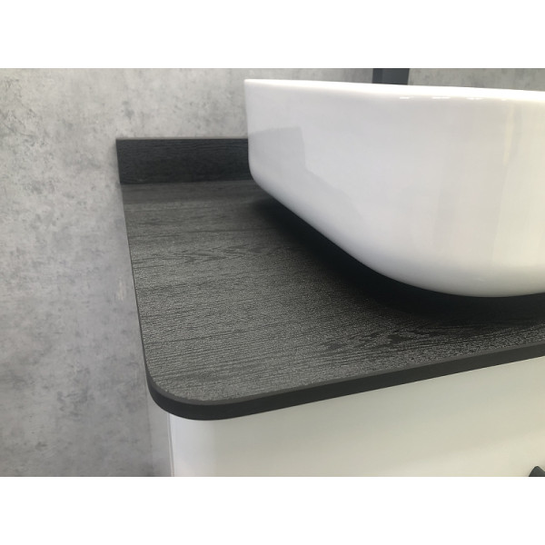 Тумба подвесная с раковиной Comforty Амстердам 750x500x630 белый глянцевый/черный матовый (00-00004668)