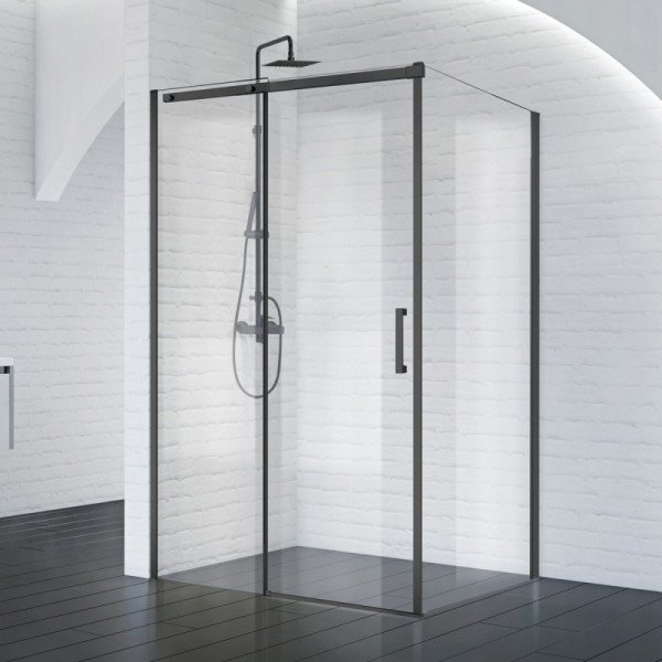 Душевой уголок BelBagno Acqua 140x90 стекло прозрачное, профиль хром (ACQUA-AH-1-140/90-C-NERO) Душевой уголок BelBagno Acqua 140x90 стекло прозрачное, профиль хром (ACQUA-AH-1-140/90-C-NERO)