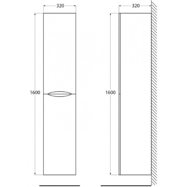 Пенал подвесной BelBagno Acqua Bianco Lucido (ACQUA-160-2A-SC-BL-P)