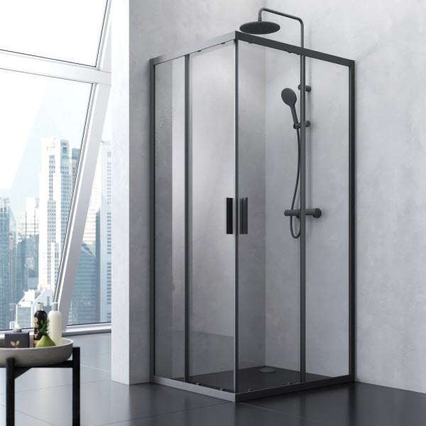 Душевой уголок AM.PM Gem S 80x100x200 стекло прозрачное, профиль черный матовый (W93G-404-100280-BT)