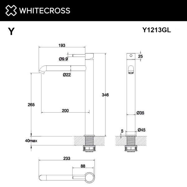 Смеситель для раковины Whitecross Y золото (Y1213GL) Смеситель для раковины Whitecross Y золото (Y1213GL)