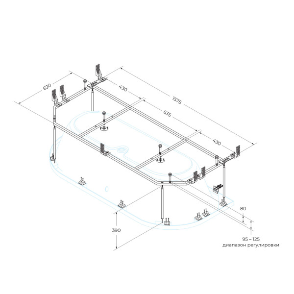 Каркас для ванны Cezares Metauro 157,5x62x47 (METAURO-MF) Каркас для ванны Cezares Metauro 157,5x62x47 (METAURO-MF)