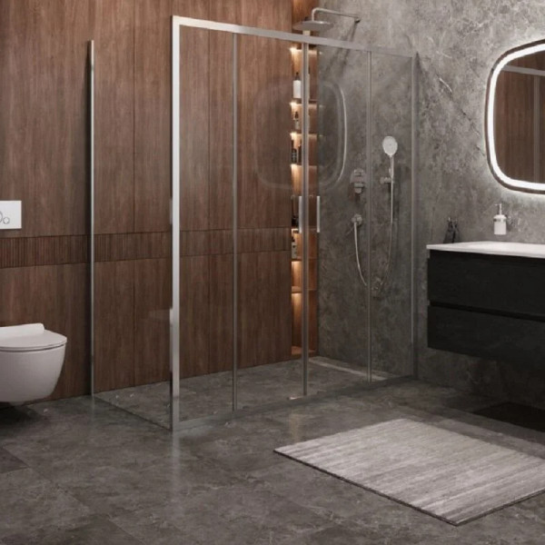 Душевой уголок Cezares Molveno 180x80x195 стекло прозрачное, профиль хром (MOLVENO-AH-2/1-180/80-C-Cr-IV)