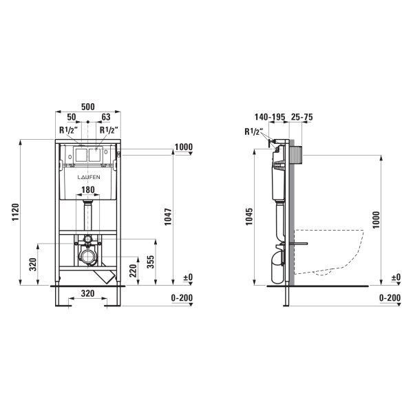 Инсталляция для подвесного унитаза Laufen LIS CW1 (8.9466.0.000.000.1)