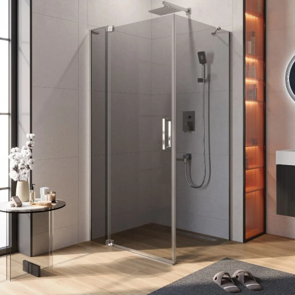 Душевой уголок Cezares Slider 100x90x195 стекло серый, профиль хром (SLIDER-AH-1-90-100/110-GRIGIO-Cr)