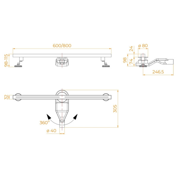 Душевой трап RGW SDR-52Gb 60 см золото BRUSH (76215260-06)