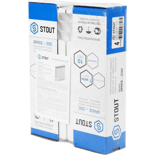 Радиатор биметаллический Stout Space 350 4 секции (SRB-0310-035004)