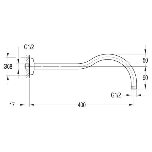 Излив для душа Ceazares круглое сечение, хром (CZR-F-TDA6-01)