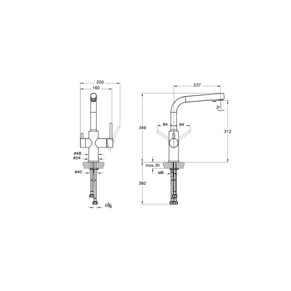 Смеситель для кухни Vitra Kitchen Sink Mixers с изливом для фильтрованной воды (A42144EXP)