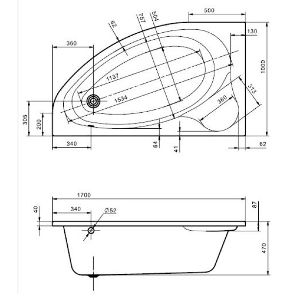 Ванна акриловая Santek Edera 170*100 L (1WH501662)