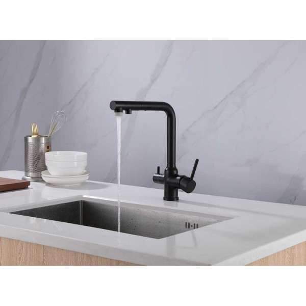 Смеситель для кухни Abber Emotion с подключением фильтра, черный (AF8814B) Смеситель для кухни Abber Emotion с подключением фильтра, черный (AF8814B)