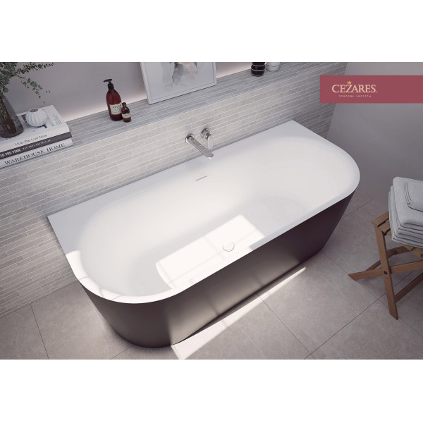 Ванна акриловая Cezares Metauro 180x80x60 черный матовый (METAURO-INT-Wall-180-80-60-B-W-MATT)