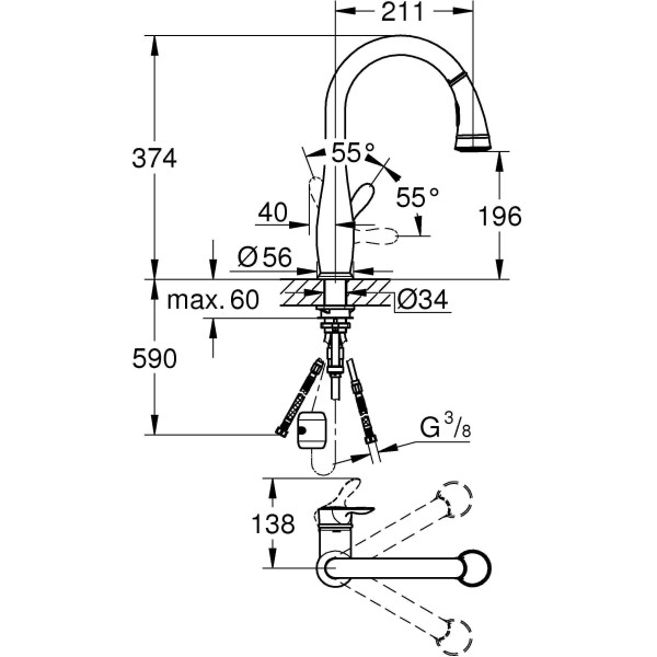 Смеситель для кухни Grohe Parkfield (30215DC1)