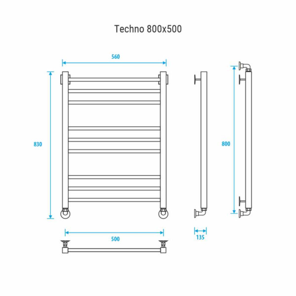 Полотенцесушитель водяной Energy Techno 800х500