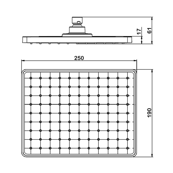 Верхний душ Swedbe Hermes 250x190 мм черный (5121B)