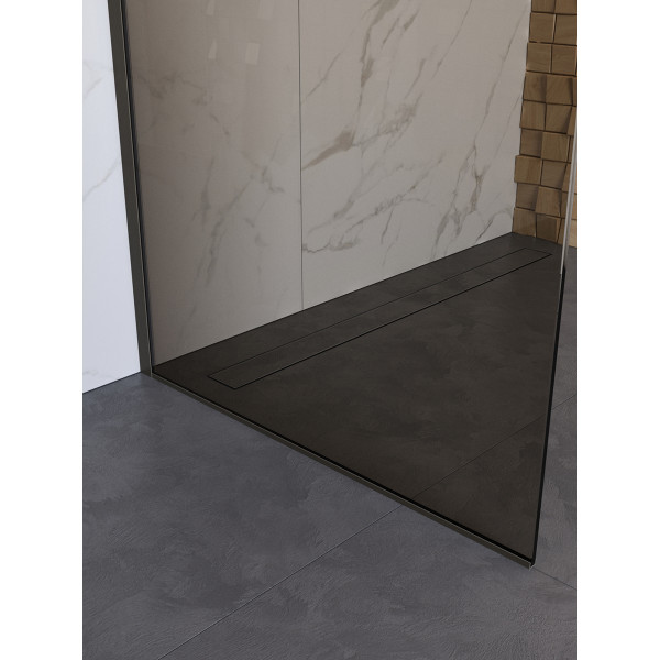 Душевое ограждение BelBagno Uno 100x200 стекло тонированное бронзовое, профиль оружейная сталь матовая (UNO-L-1-TB-100-BR-GM)