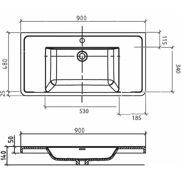 Раковина встраиваемая BelBagno 90 белая (EA-900-LVB) Раковина встраиваемая BelBagno 90 белая (EA-900-LVB)