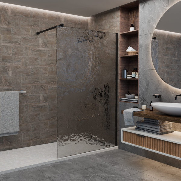 Душевое ограждение RGW Walk In WA-55-B 90x210 стекло лед, профиль черный (33105509-234)