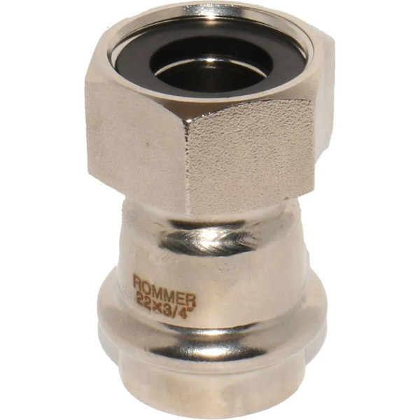 Переход 22х3/4"B с накидной гайкой Rommer из нержавеющей стали (пресс) (RSS-0026-002234) Переход 22х3/4"B с накидной гайкой Rommer из нержавеющей стали (пресс) (RSS-0026-002234)