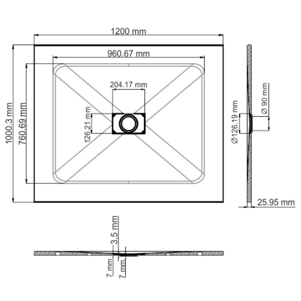 Душевой поддон WasserKraft Elbe 120*100*26 черный (74T10)