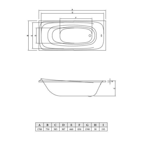 Ванна акриловая C-Bath Saturn170x75 белая (CBQ012001)