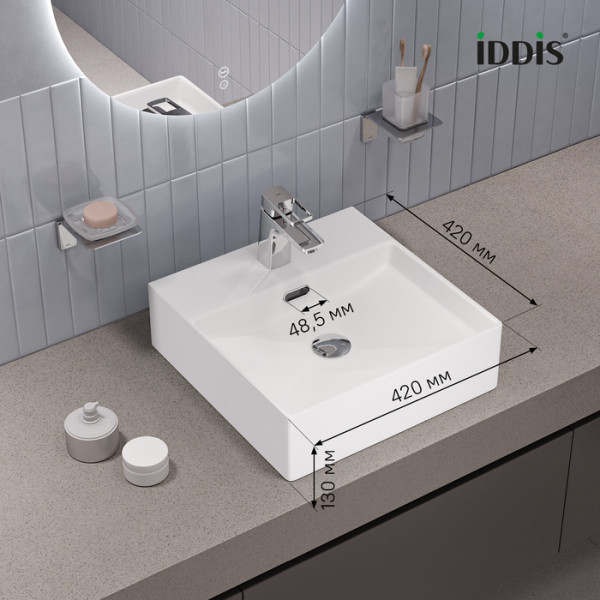 Раковина накладная Bild 42x42 белый глянцевый Iddis (BILWS42i27)