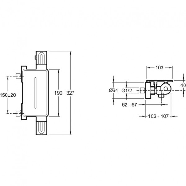 Смеситель для душа Jacob Delafon Metro с термостатом хром (E21767-CP)