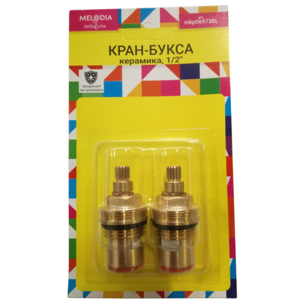 Кран-букса Melodia керамика 1/2" 7,5x15 под крест (поворот 180град.) 2 шт/уп (MKP06973BL)