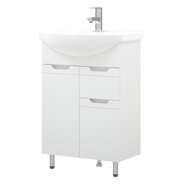 Тумба напольная Melodia Омега 60 (Элеганс 60) 1 ящик 2 двери белая (MFR80004WT)