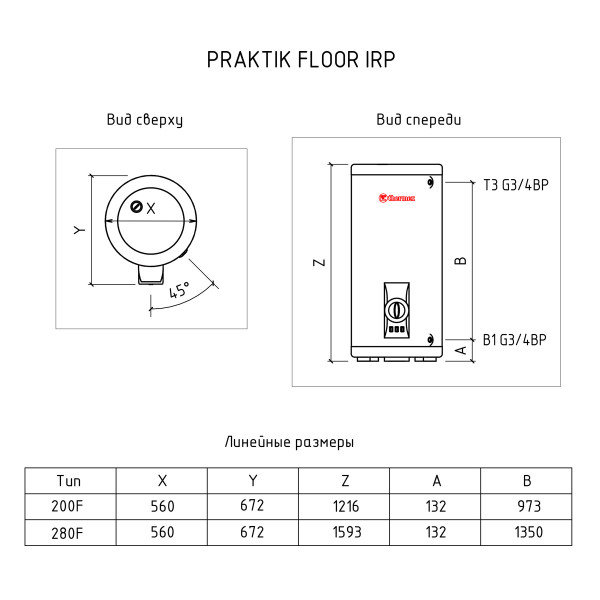 Водонагреватель накопительный Thermex Praktik Floor IRP 200 F (151 056)