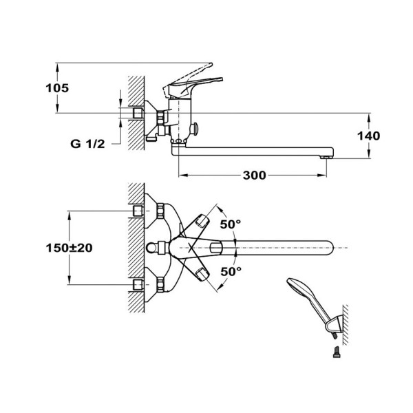 Смеситель для ванны и душа Mofem Junior Evo 605 (155-0065-20)