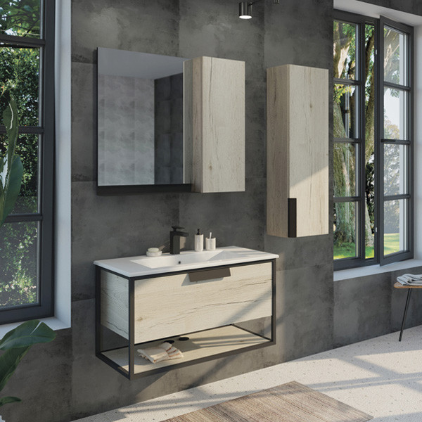 Пенал подвесной Comforty Бонн 880x800x140 дуб дымчатый матовый (00-00001268)