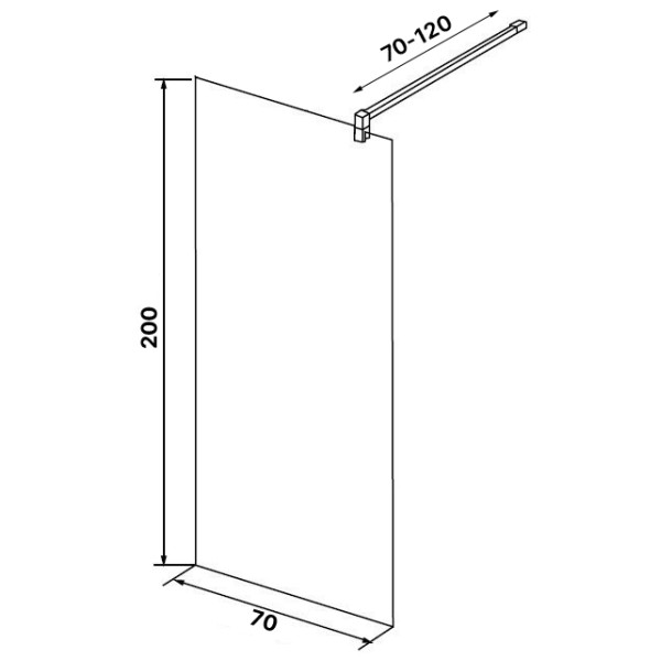 Душевое ограждение Loranto Walk-In 70x200 стекло прозрачное/лофт клетка, профиль черный матовый (CS-W02B-70)