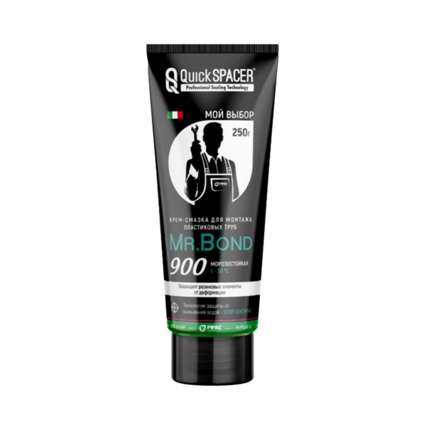 Крем-смазка для монтажа пластиковых труб ПВХ QuickSPACER Mr.Bond 900 (250 гр.) (4090000250) Крем-смазка для монтажа пластиковых труб ПВХ QuickSPACER Mr.Bond 900 (250 гр.) (4090000250)
